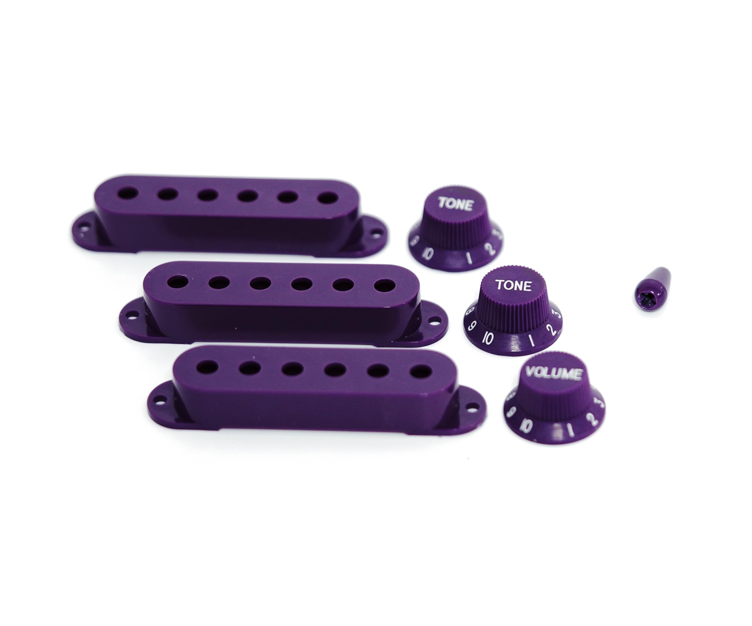 Guyker 3Pcs Plastic Guitars Single Coil Pickup Covers (52Mm Pole Spacing) & 1 Volume 2 Tone 1V2T Switch Knobs & Switch Tip Cap P